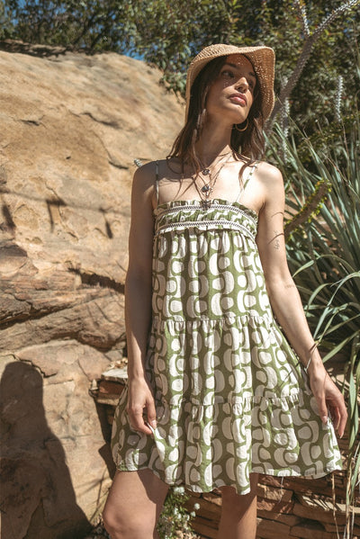 Printed Cut Out Back Dress