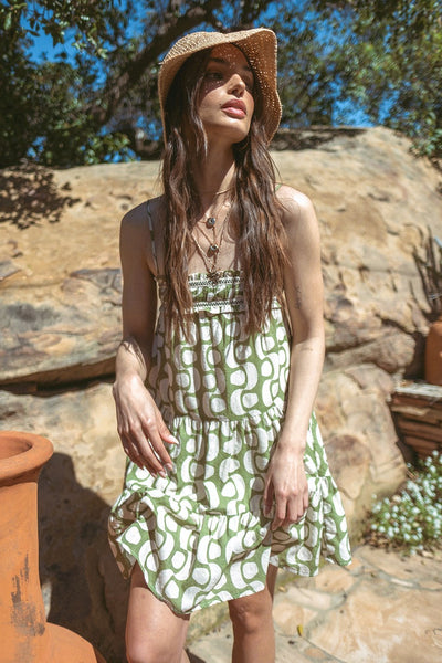 Printed Cut Out Back Dress