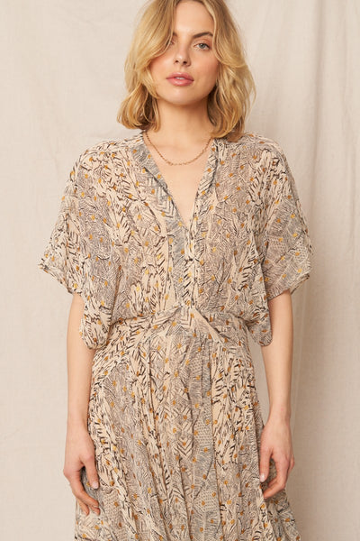 Printed Gauze Maxi Dress