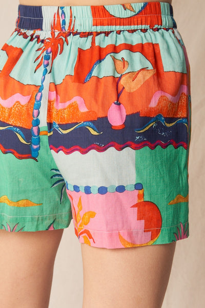 Printed Elastic Waistband Shorts