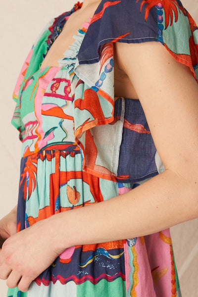 Printed Flutter Sleeve Mini Dress