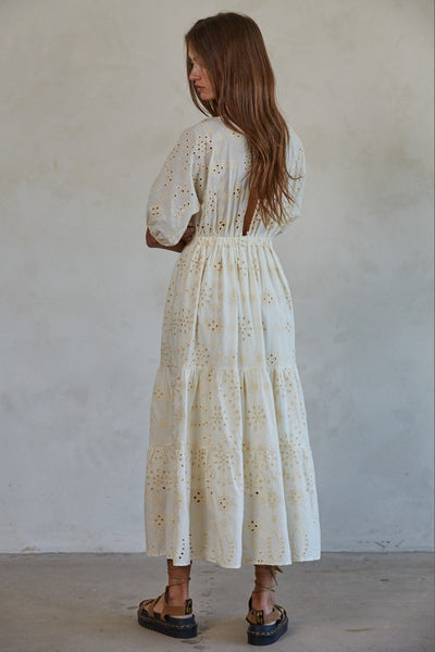 Maya Front Twist Eyelet Dress