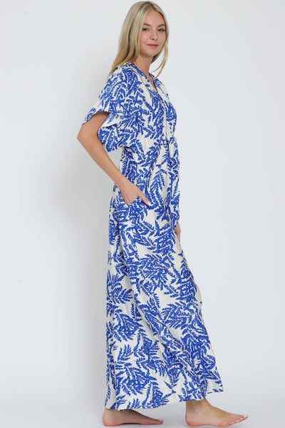 Kimono Sleeve Tie Chest Elastic Back Jumpsuit