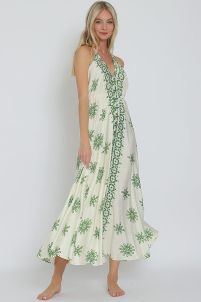 Halter Tie Back Chest Midi Dress