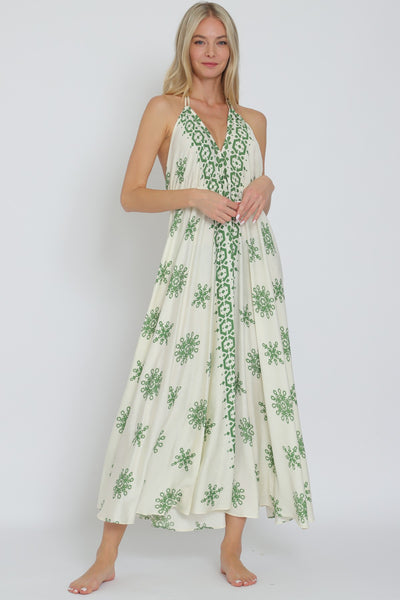 Halter Tie Back Chest Midi Dress