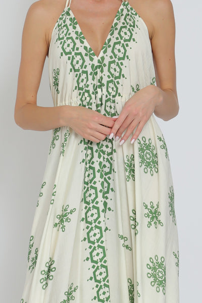 Halter Tie Back Chest Midi Dress