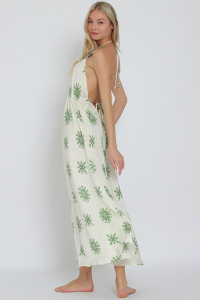 Halter Tie Back Chest Midi Dress