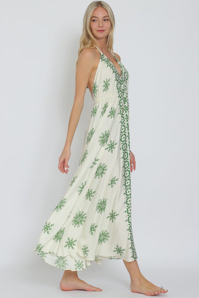 Halter Tie Back Chest Midi Dress