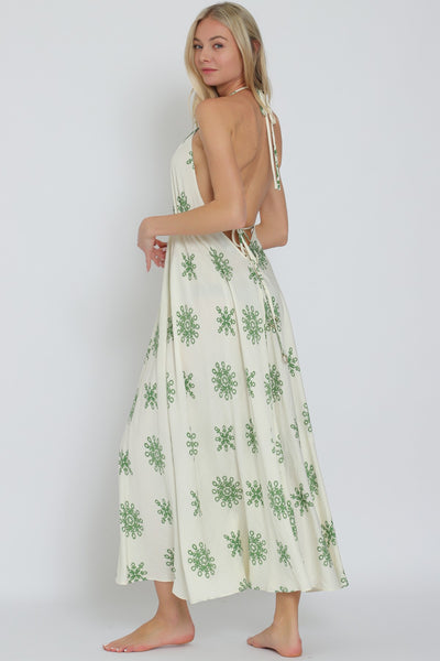 Halter Tie Back Chest Midi Dress