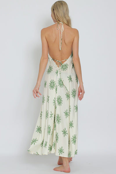 Halter Tie Back Chest Midi Dress