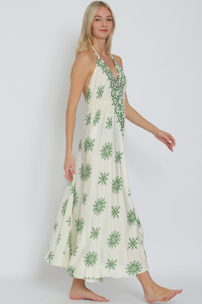 Halter Tie Back Chest Midi Dress