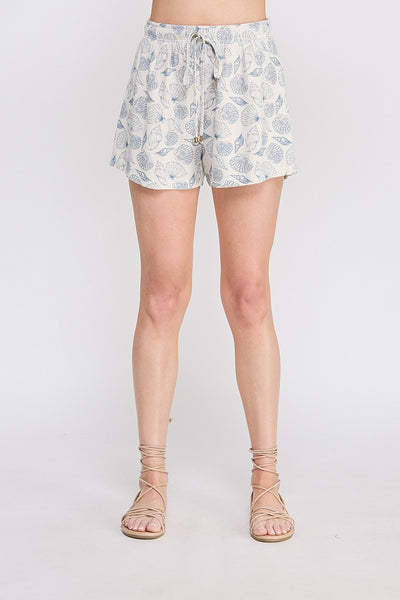 Seashell Printed Linen Shorts