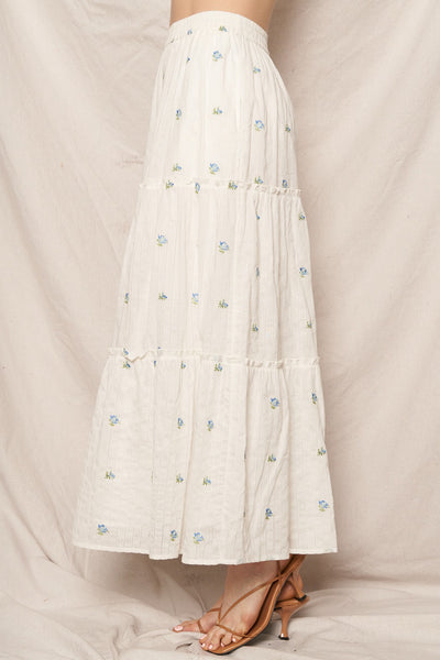 Floral Pattern Tiered Maxi Skirt