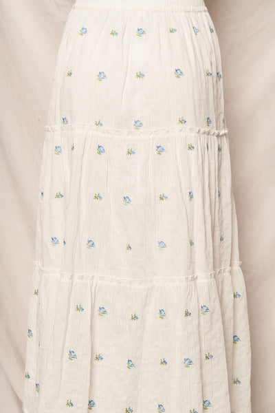 Floral Pattern Tiered Maxi Skirt