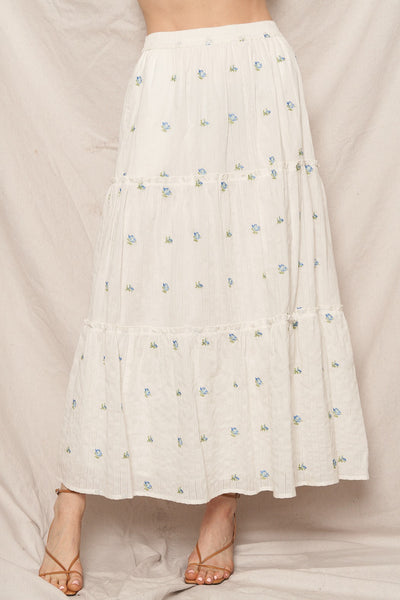 Floral Pattern Tiered Maxi Skirt