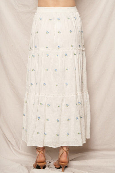 Floral Pattern Tiered Maxi Skirt