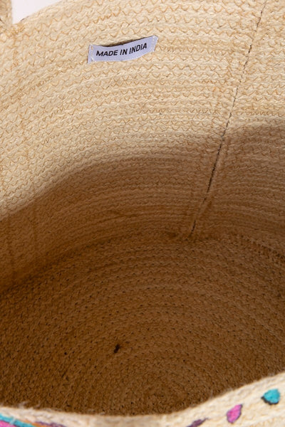 Vibrant Eye Painted Jute Tote Bag