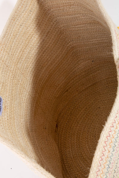 Seed Beaded Fishes Jute Tote Bag