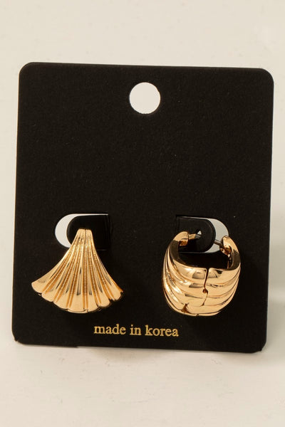 Wide Ridged Texture Hinge Hoop Earrings