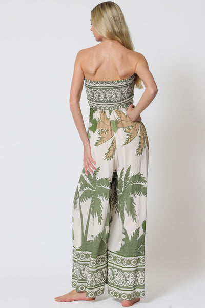 Tube Tie Front Chest Smcoked Back Jumpsuit