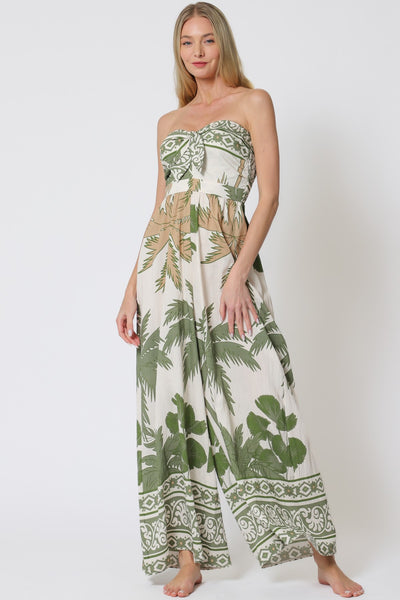 Tube Tie Front Chest Smcoked Back Jumpsuit