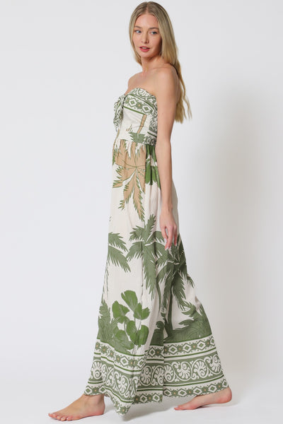 Tube Tie Front Chest Smcoked Back Jumpsuit