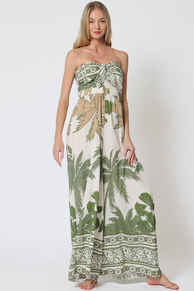 Tube Tie Front Chest Smcoked Back Jumpsuit