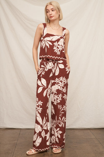 Tropical Print Sleeveless Top