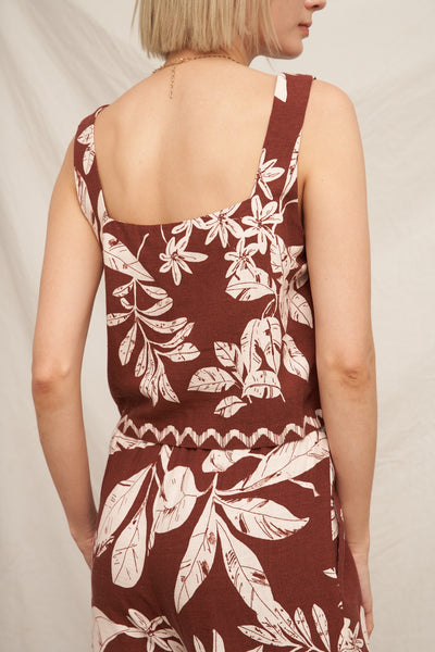 Tropical Print Sleeveless Top