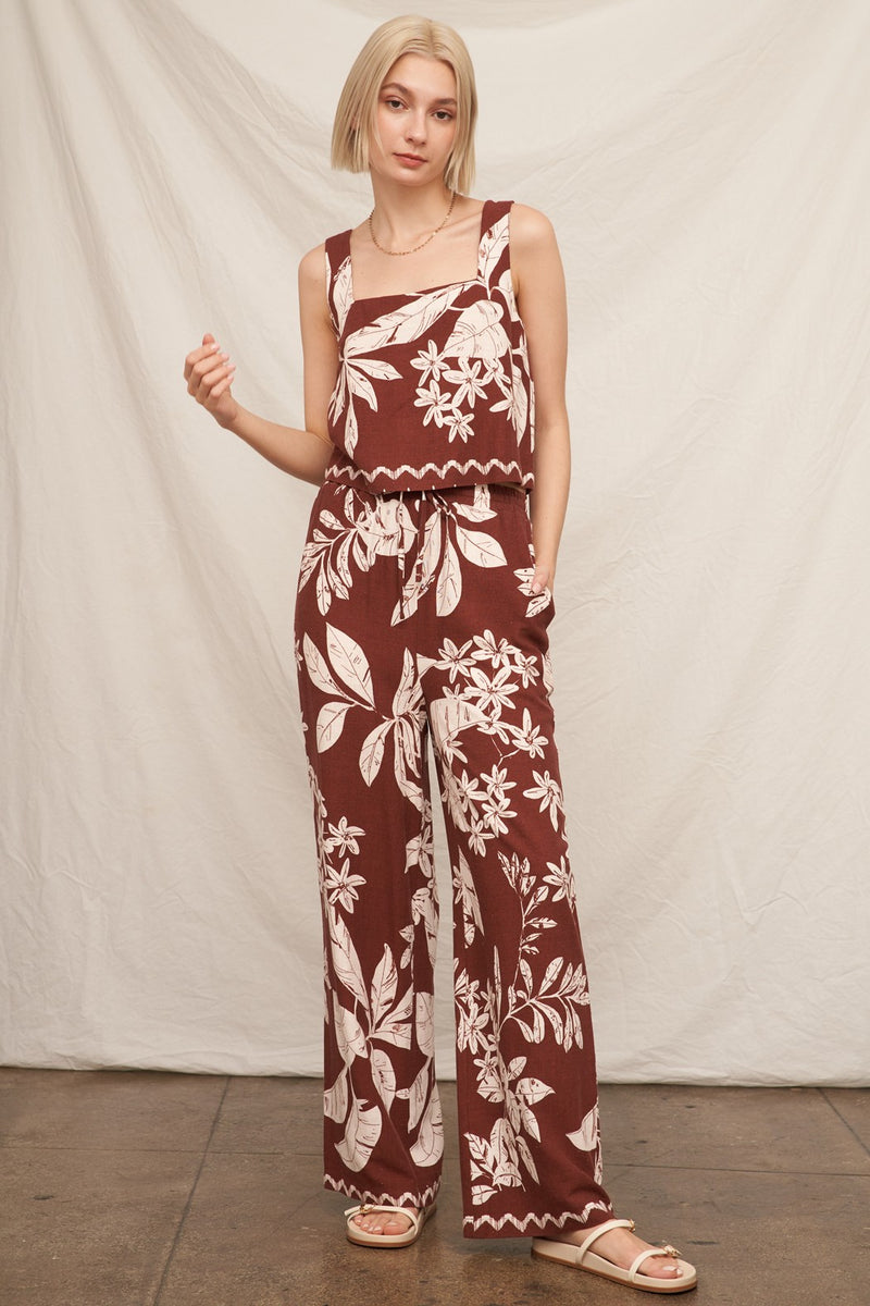 Tropical Print Sleeveless Top