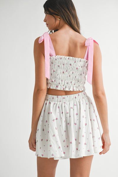 Smocked Bow Tied Crop Top