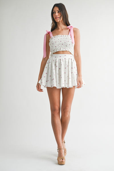 Smocked Bow Tied Crop Top