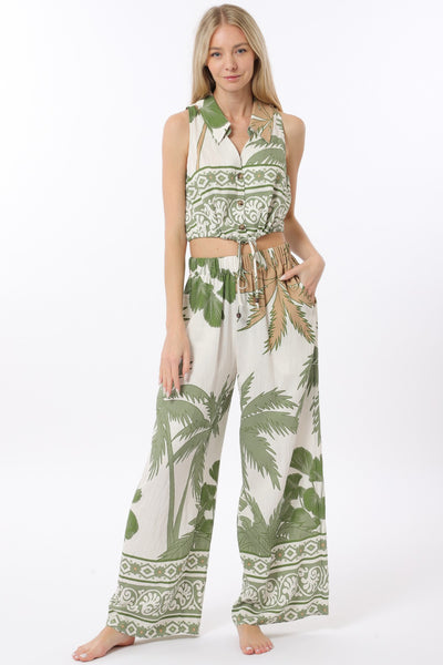 Elastic Waisted Long Pants