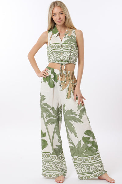 Elastic Waisted Long Pants