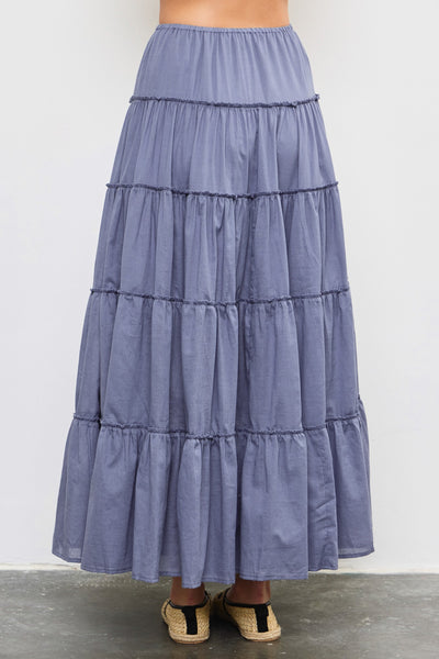 Drawstring Detail Tiered Maxi Skirt
