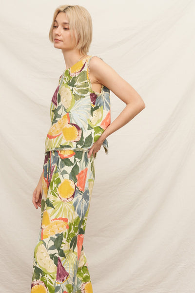 Tropical Fruit Print Flowy Pants