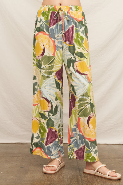 Tropical Fruit Print Flowy Pants