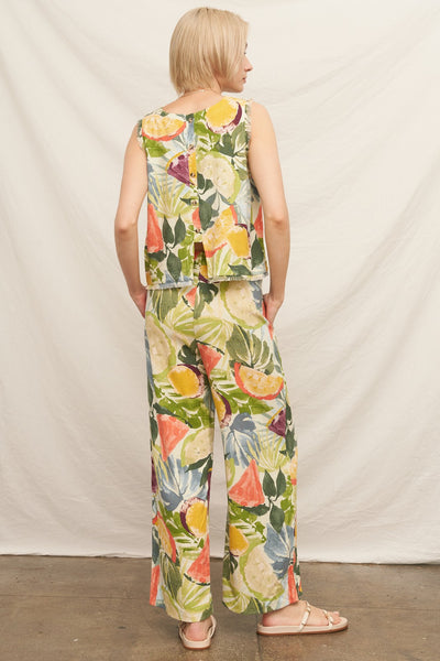 Tropical Fruit Print Flowy Pants