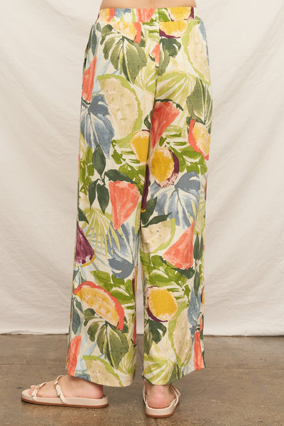 Tropical Fruit Print Flowy Pants