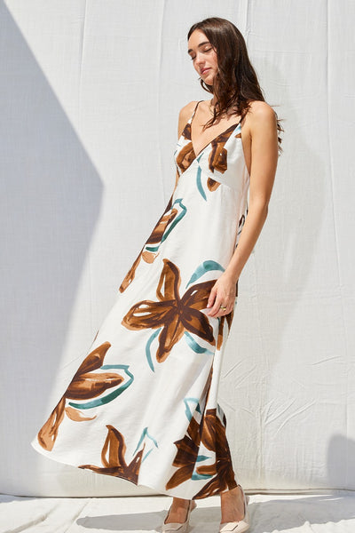Printed Open Back Maxi Dress