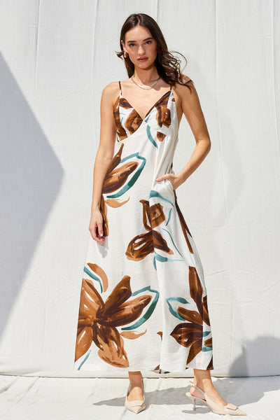 Printed Open Back Maxi Dress