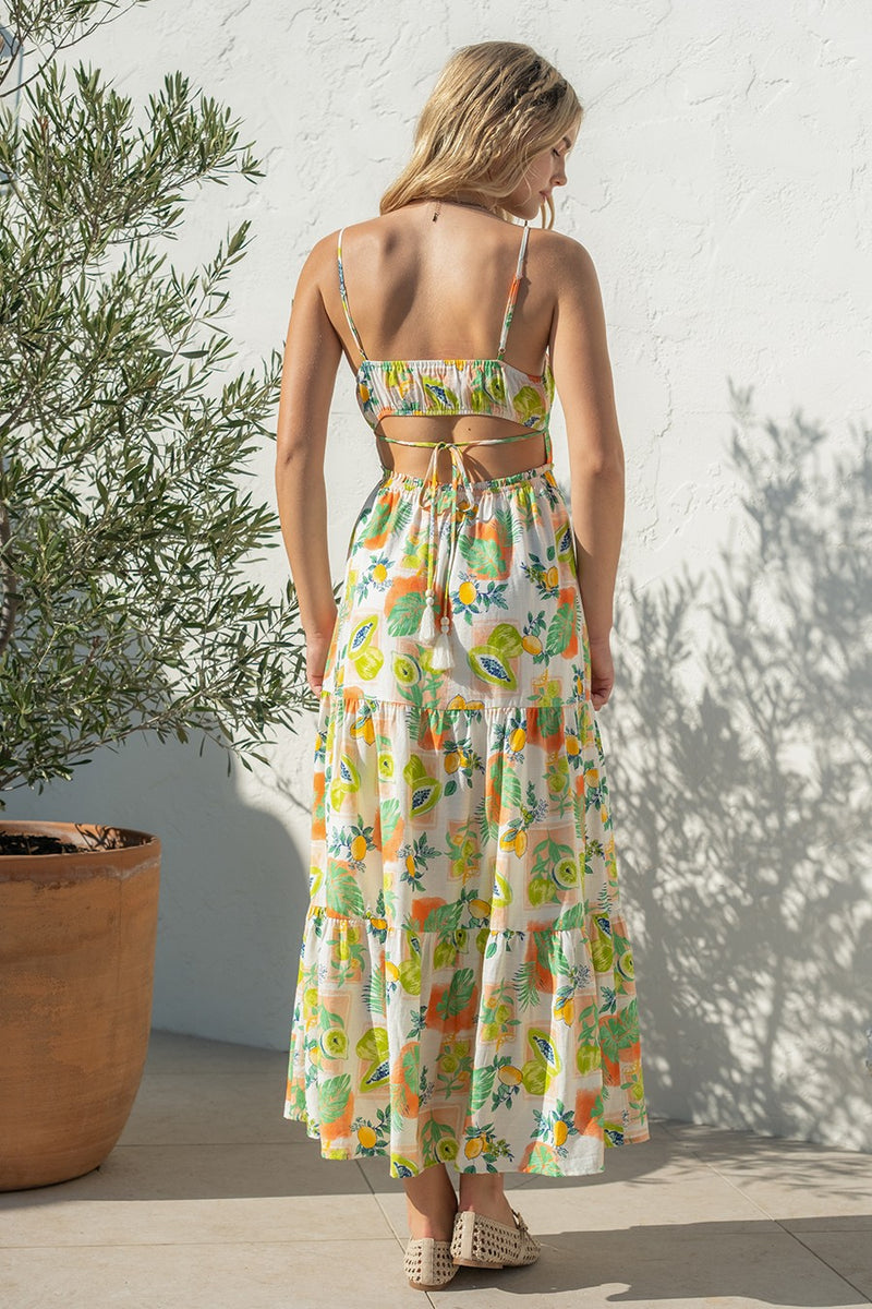 Printed Cutout Maxi Dress