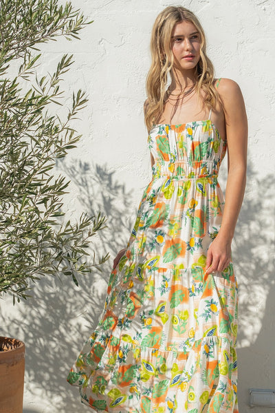 Printed Cutout Maxi Dress