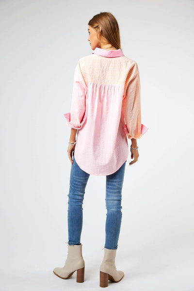 STRIPED COLOR BLOCK SHIRT TOP