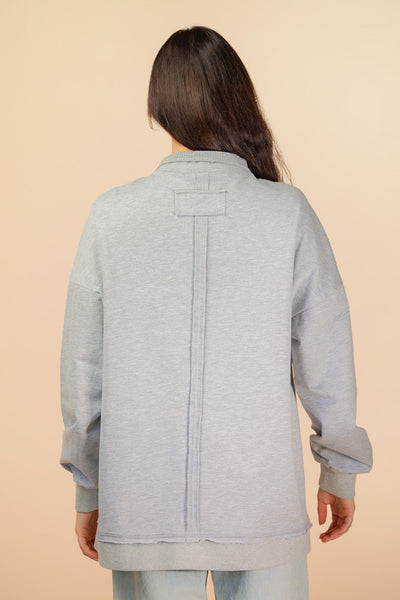 Mock Neck Mineral Washed Knit Causal Top