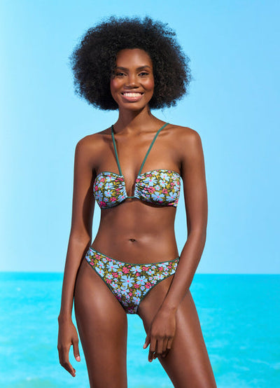 Crocodile Green Ursule V Wire Bandeau Bikini Top