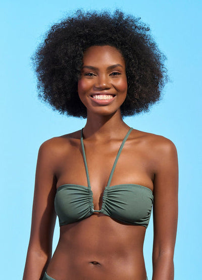 Crocodile Green Ursule V Wire Bandeau Bikini Top