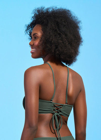 Crocodile Green Ursule V Wire Bandeau Bikini Top