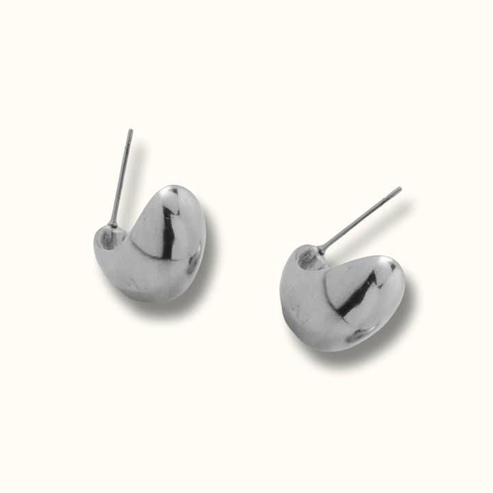 Silver Chunky Teardrop Hoops