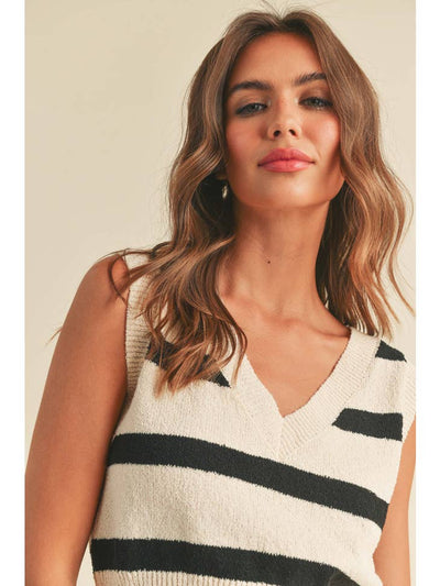 Striped Pattern Knitted Vest